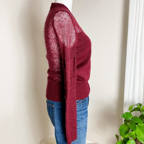 All Saints Air Jumper Sweater Merlot Mesh Back XS - Picture 3 of 7